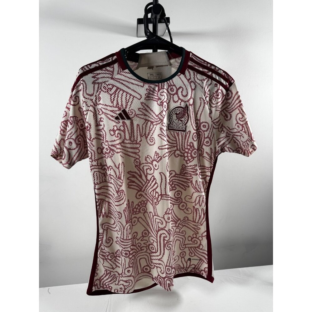 Adidas Mexico Away Jersey 2022 AEROREADY White Red Aztec HD6894 2XL Slim Fit BNW